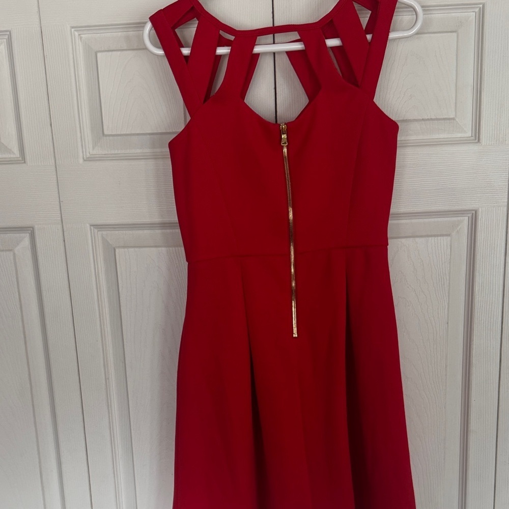 Betsey Johnson Red Cutout Mini skater Dress - Picture 7 of 8